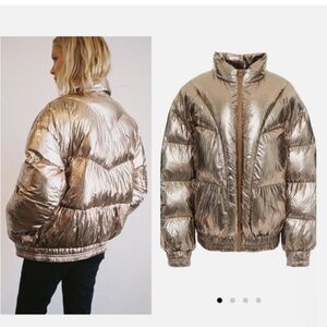 ★Worn Once! Org.$555 ETOILE ISABEL MARANT Kristen Metallic Puffer Jacket FR34★